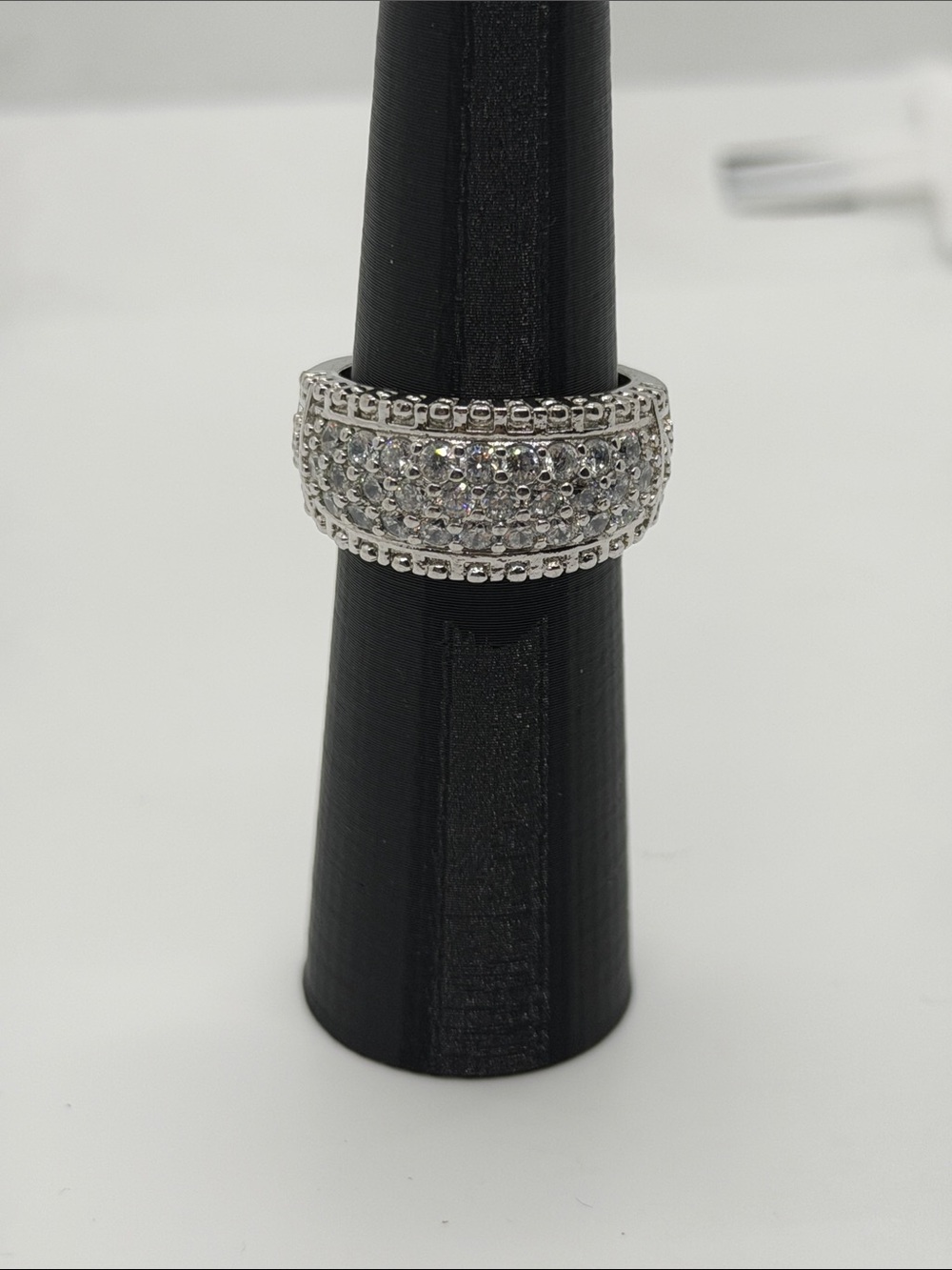 Silver Pavé Crystal Dome Band Ring size 9